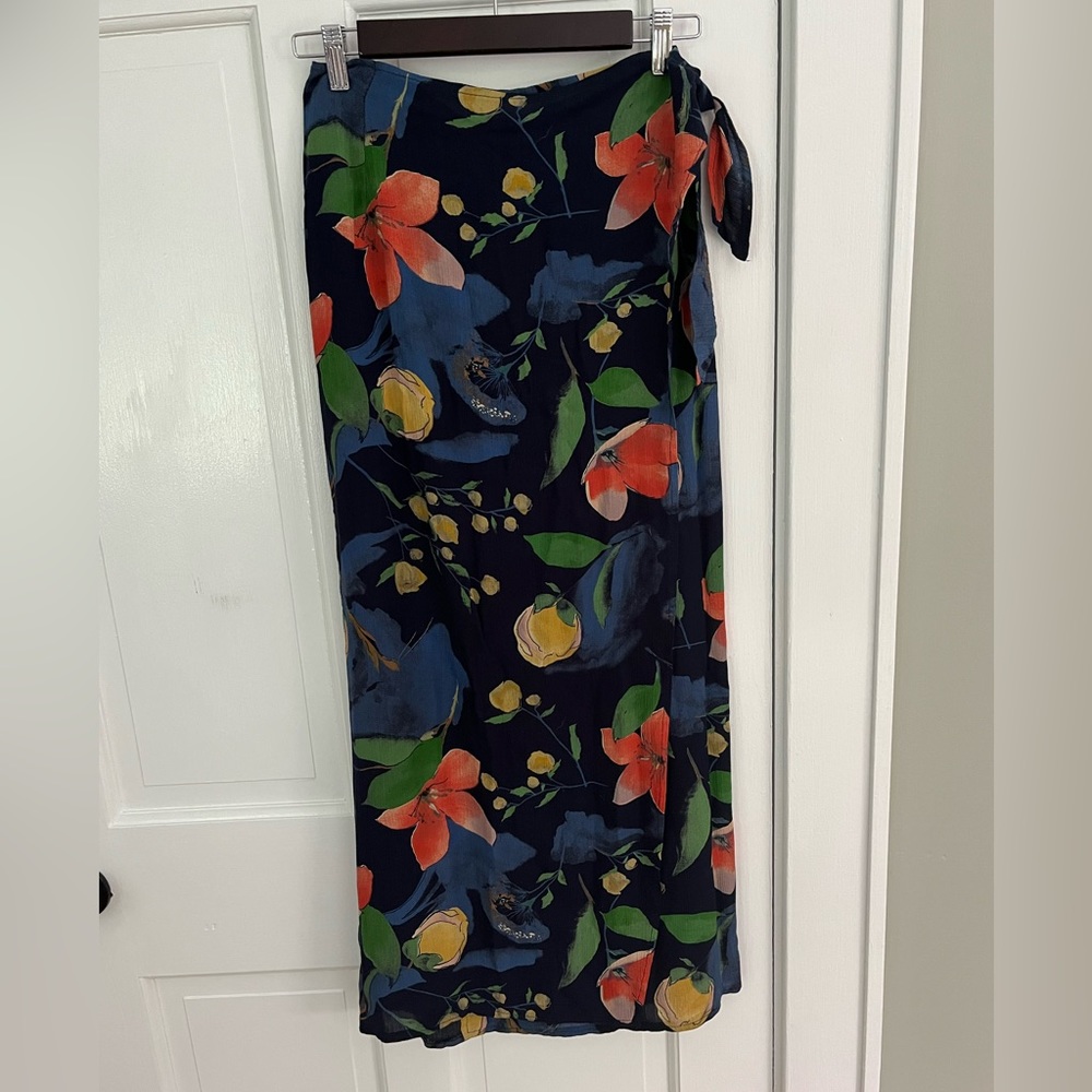 Floral Maxi Skirt - Navy and Multicolor
